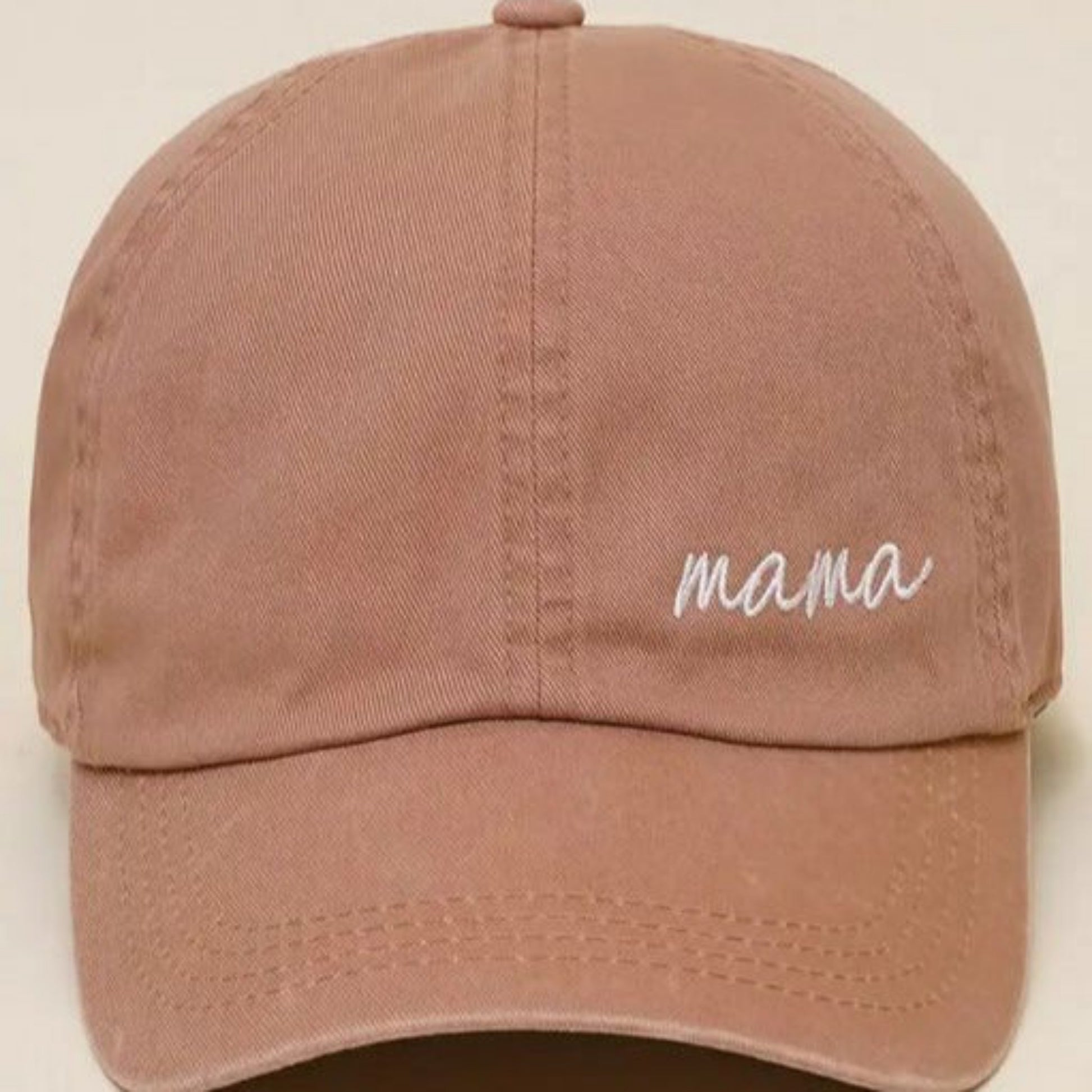 Mama Lettering Embroidery Baseball Cap Hat in tan.  - Little Gift Nook