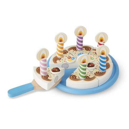 Melissa & Doug Birthday Party Birthday Cake Playset. Wooden cake that "cuts" into pieces by velcro dots. - Little Gift Nook