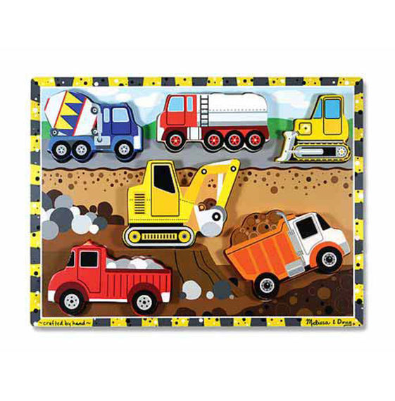 Melissa & Doug Construction Chunky Puzzle. Wooden 6 piece puzzle. - Little Gift Nook