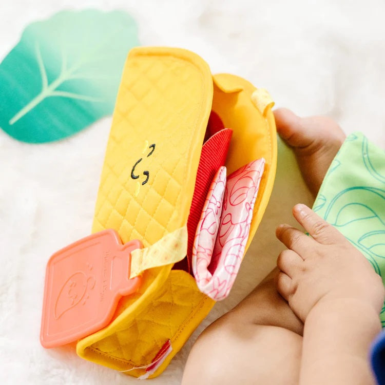 Melissa & Doug Fill & Spill Soft Taco Baby Toy. Textured sensory baby toy. 1st Birthday gift. - Little Gift Nook