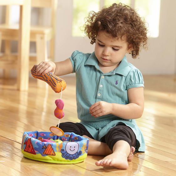 Melissa & Doug Fish Count Baby Game. Use soft fishing pole to "catch" soft textured fish. Great 1st Birthday Gift. - Little Gift Nook