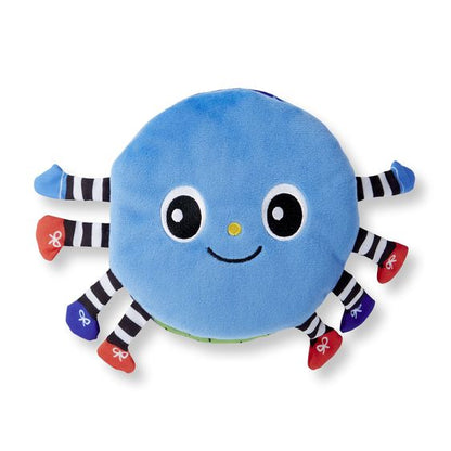 Melissa & Doug Itsy Bitsy Spider Soft Texture Book. Blue little textured spider shaped book with taggy legs.  - Little Gift Nook