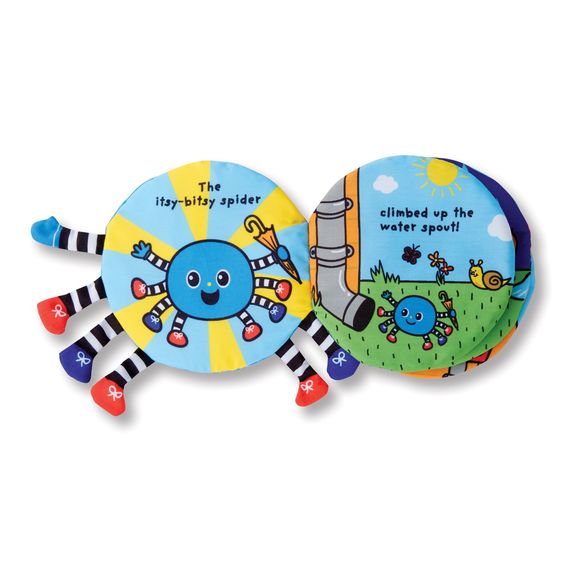 Melissa & Doug Itsy Bitsy Spider Soft Texture Book. Inside book. Each page has Itsy bitsy spider song lyrics and pictures. - Little Gift Nook