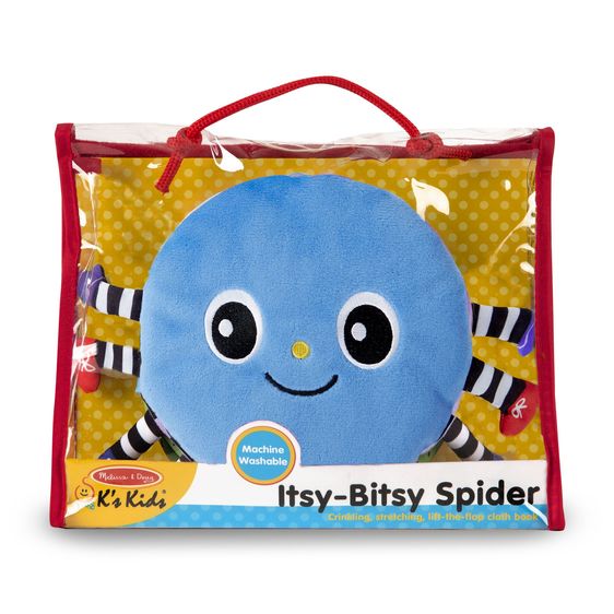 Melissa & Doug Itsy Bitsy Spider Soft Book in package. Comes in plastic clear window bag with handle.- Little Gift Nook