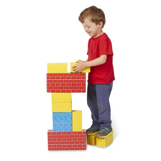 Toddler building with Melissa & Doug Jumbo Blocks set. 24 piece cardboard blocks. - Little Gift Nook