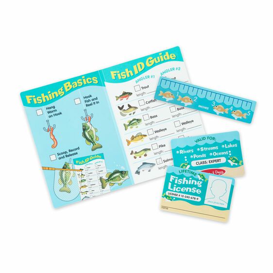 Melissa & Doug Let's Explore Fishing Set  comes with pretend play fishing license and guidebook.- Little Gift Nook