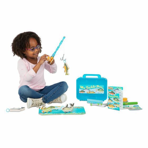 Melissa & Doug Let's Explore Fishing Set with tackle box, rods, bait, and fish. - Little Gift Nook