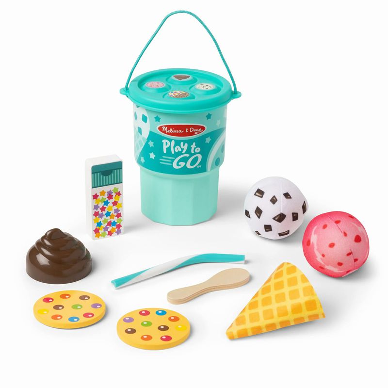 Melissa & Doug Play to Go Ice Cream Play Set with pretend play food ice cream and treats.- Little Gift Nook
