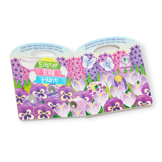 Melissa & Doug Poke a Dot Easter Surprise Book. Handled board book. Inside book showing spring flowers and bubbles to press and pop. - Little Gift Nook