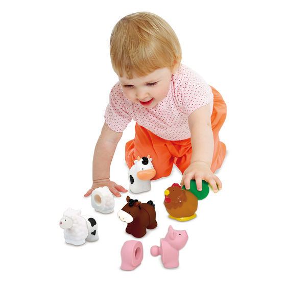 Melissa & Doug Farm Pop Blocs Animals. Plastic puzzle animals perfect baby and toddler gift. - Little Gift Nook