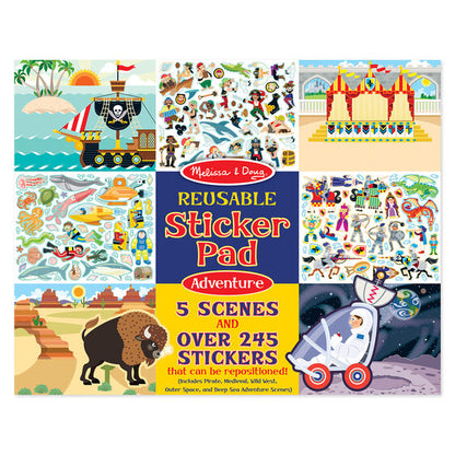 Melissa & Doug Reusable Sticker Pad Adventure. Includes 5 scene sheets and 245 stickers. - Little Gift Nook