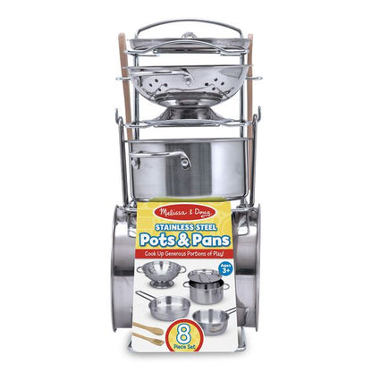 Melissa & Doug Let's Play House! Stainless Steel Pots & Pans. In package. Ages 3 and up. - Little Gift Nook