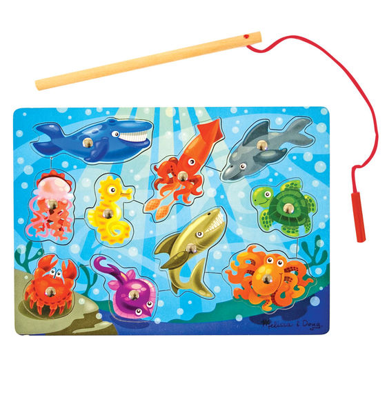Melissa & Doug Magnetic Fishing Puzzle. Wooden puzzle with magnetic fishing pole and fish. Great birthday gift! - Little Gift Nook