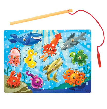 Melissa & Doug Magnetic Fishing Puzzle. Wooden puzzle with magnetic fishing pole and fish. Great birthday gift! - Little Gift Nook