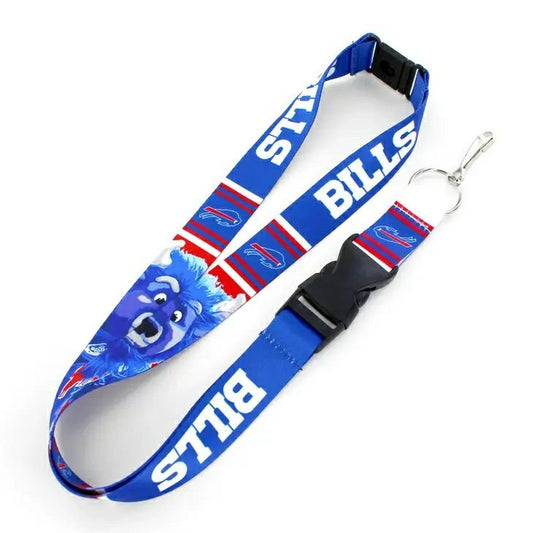 NFL Buffalo Bills Mascot Lanyard. Royal blue red Bills log and Mascot face lanyard. - Little Gift Nook