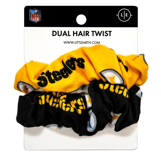 NFL Pittsburgh Steelers Scrunchies. 2 pack. One Yellow with black logo and one black with yellow logo.- Little Gift Nook