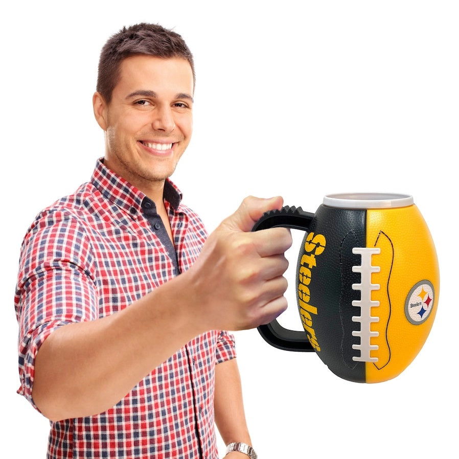 Pittsburgh Steelers Football 24oz. Mug held up. - Little Gift Nook