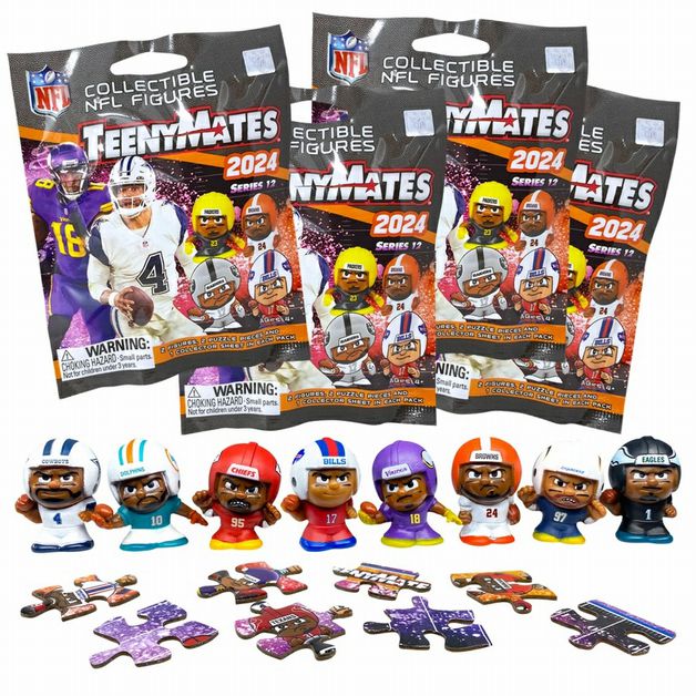 NFL Teeny Mates 2024 Mystery Collectible bags.  2 figures in each random. Collect all 32 teams and 6 rare. Retired packs no new ones made.- Little Gift Nook