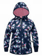 Girl's Waterproof Raincoat. All-Weather Hooded Waterproof Raincoat Navy Butterfly Rain Jacket.
