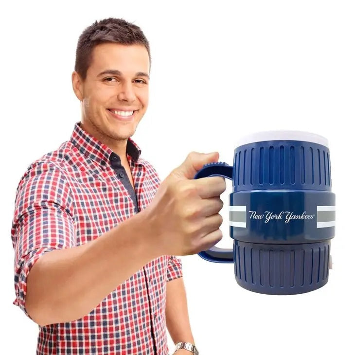 New York Yankees Water Cooler Mug being held up for gameday - Little Gift Nook