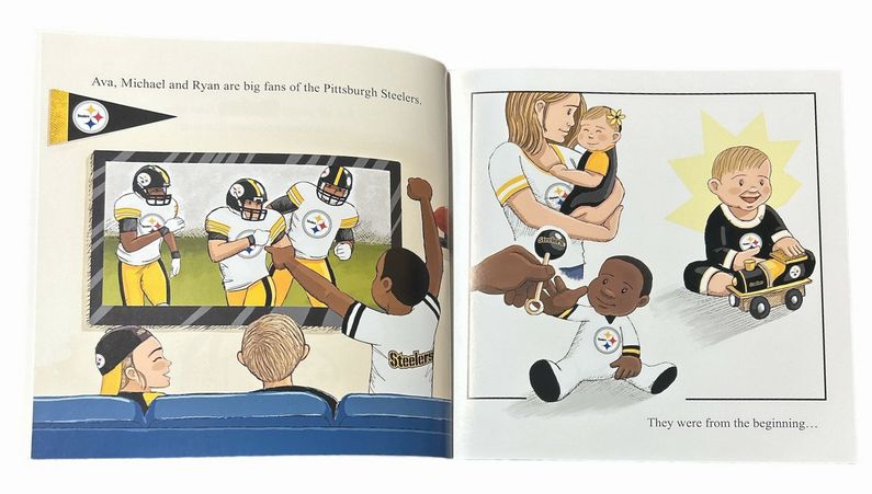Inside pages of Pittsburgh Steelers NFL Home Team Story Book soft cover. 