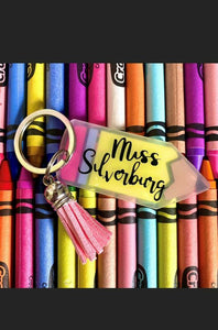 Personalized Pencil Teacher Keychain - Little Gift Nook