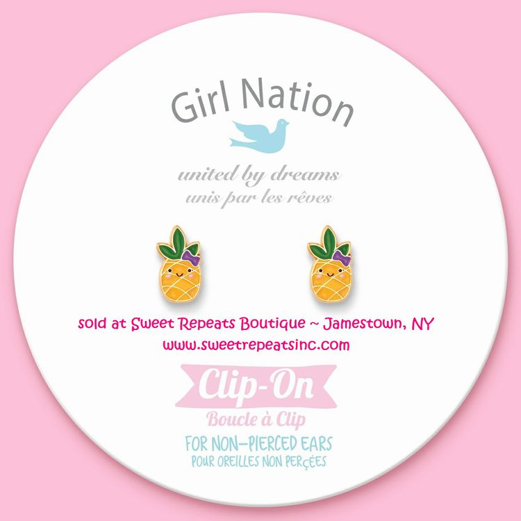 Lookin' Pine Pineapple Lead Free Clip On Earrings - Little Gift Nook