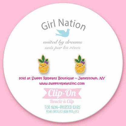 Lookin' Pine Pineapple Lead Free Clip On Earrings - Little Gift Nook