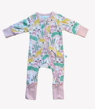 Load image into Gallery viewer, Pink &amp; yellow giraffe print organic cotton sleeper.