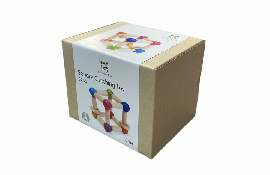 Plan Toys Square Clutching Toy for Baby. Wooden bendable sensory toy that comes in minimal recycled packaging. - Little Gift Nook