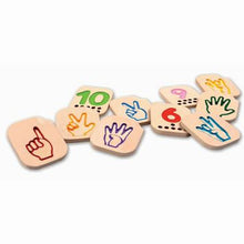 Load image into Gallery viewer, Plan Toys Hand Sign Numbers 1-10 wooden tiles.