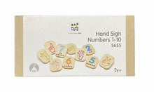 Load image into Gallery viewer, Plan Toys Hand Sign Numbers 1-10 wooden tiles.