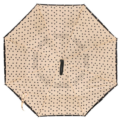 Polka Dot Reverse Open Inverted Umbrella. Inside underneath view. Folds upward so this pattern is shown. double layered, fast day. - Little Gift Nook