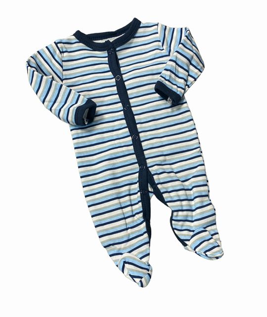 Preemie Boys Navy Blue Striped Sleeper - Little Gift Nook