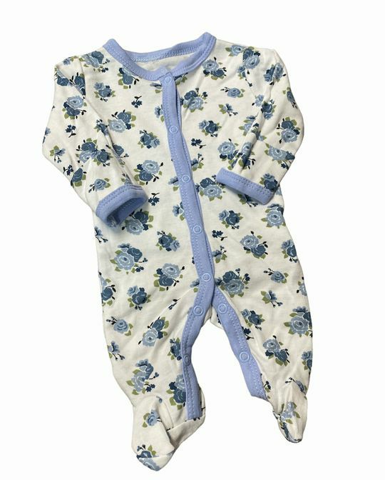 Preemie Girls Blue Floral Sleeper - Little Gift Nook