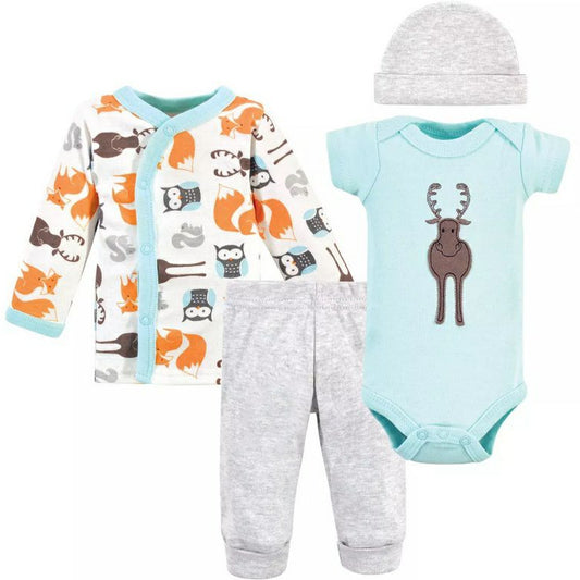 Preemie Baby Boy Moose Outfit. 4piece set: hat, bodysuit, snap top, and pants.- Little Gift Nook