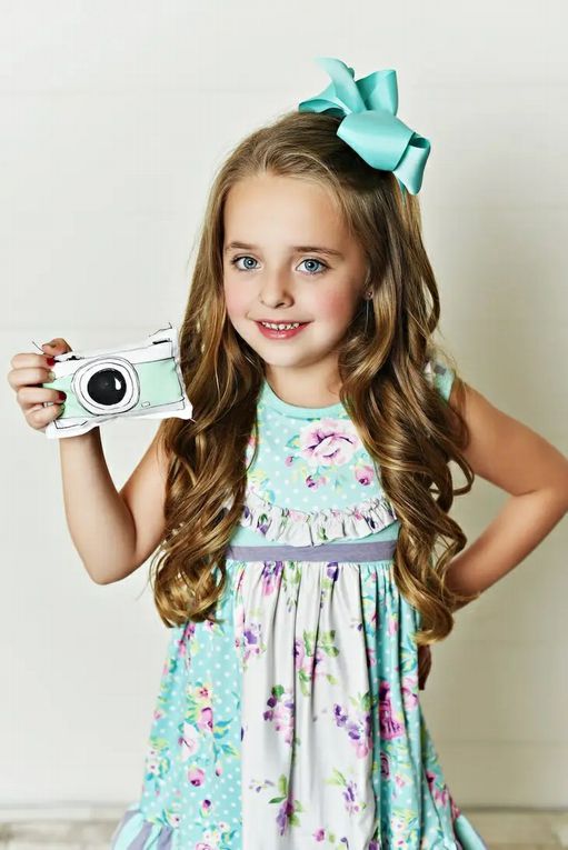 Teal Purple Floral Print Ruffle Capris Set. Close up of front of tunic dress with floral print and ruffles. - Little Gift Nook