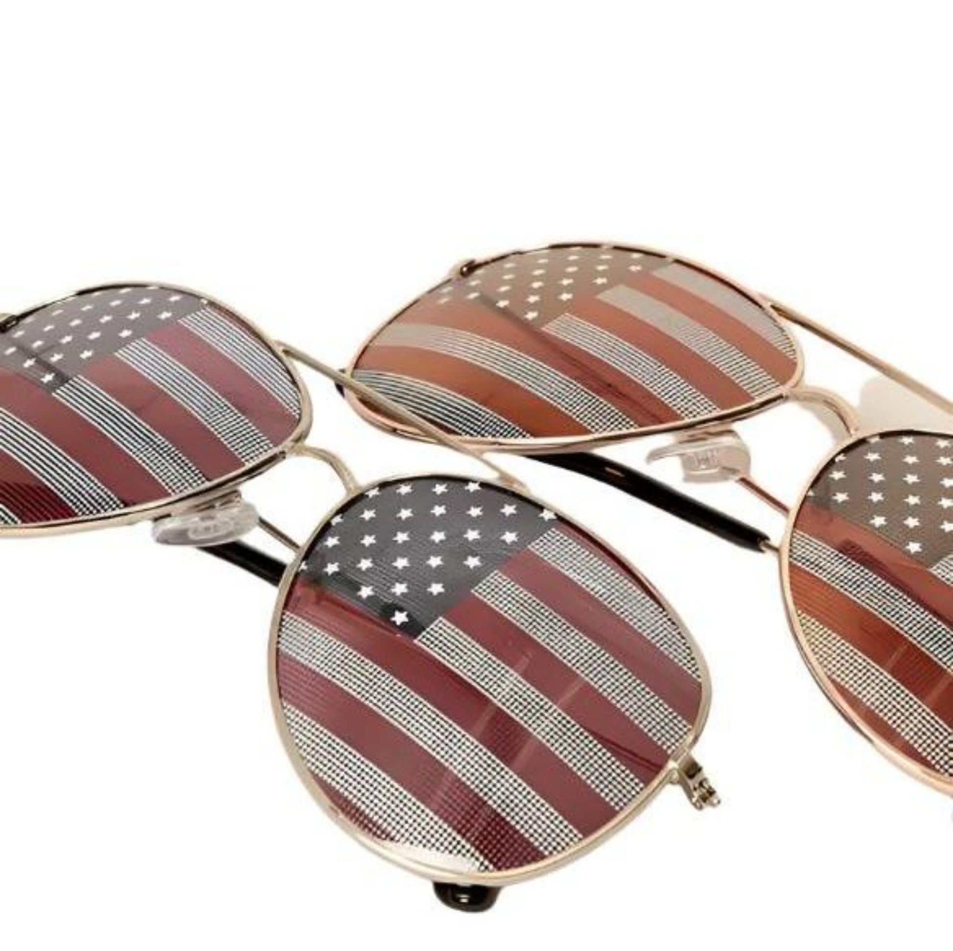 USA American Flag Aviator Adult Sunglasses. Aviator style glasses with American flag see through lenses.  - Little Gift Nook 