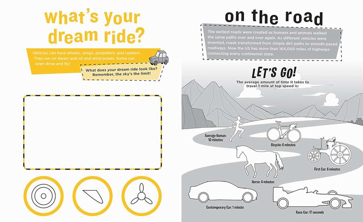 Peel & Discover Vehicles Sticker Activity Book. What's your dream ride? Space to draw and express creatively.  On the Road color and add stickers! - Little Gift Nook