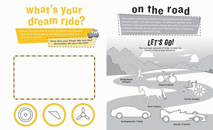 Peel & Discover Vehicles Sticker Activity Book. What's your dream ride? Space to draw and express creatively.  On the Road color and add stickers! - Little Gift Nook