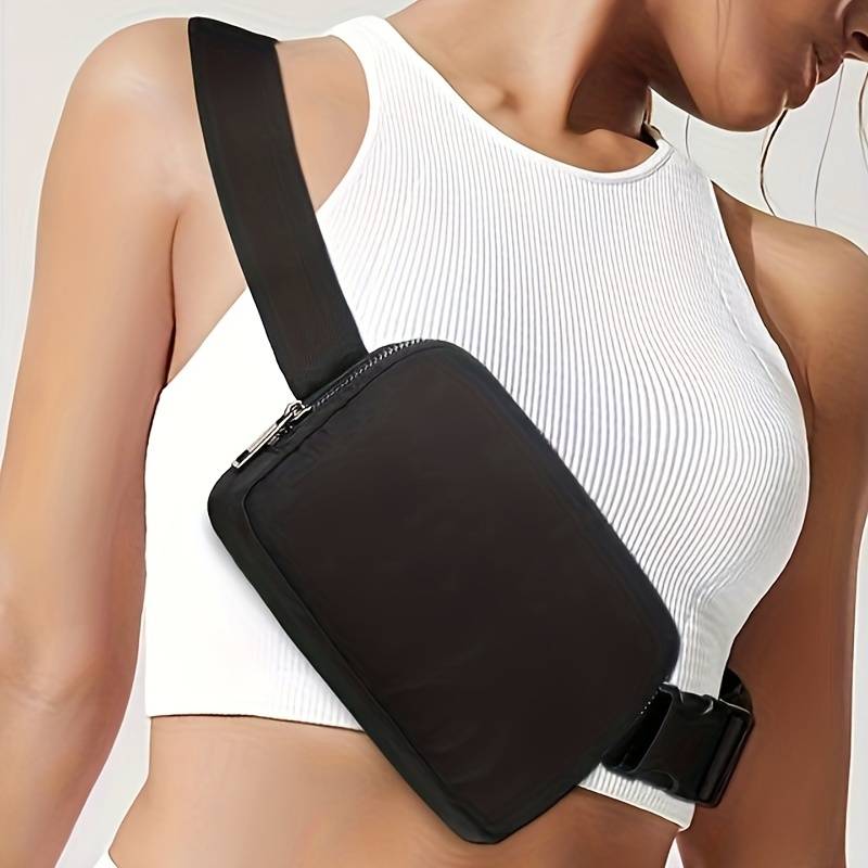 Waterproof Cross Body Sling Fanny Pack Belt Bag shown in black. Comes in tan or black. - Little Gift Nook