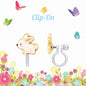 Glitter Rabbit Lead Free CLIP ON Earrings. White pink bunny rabbit clip on earrings. Silicone backing no pinch. - Little Gift Nook