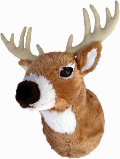 Whitetail Deer Buck Plush Wall Mount -  Side View Plush mount with position-able  antlers. Makes a unique baby shower gift. Little Gift Nook