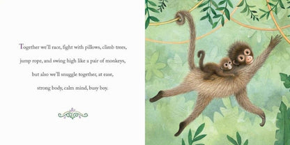 Why a Son Needs a Mom Hard Cover Book shows monkey's mom and son. - Little Gift Nook