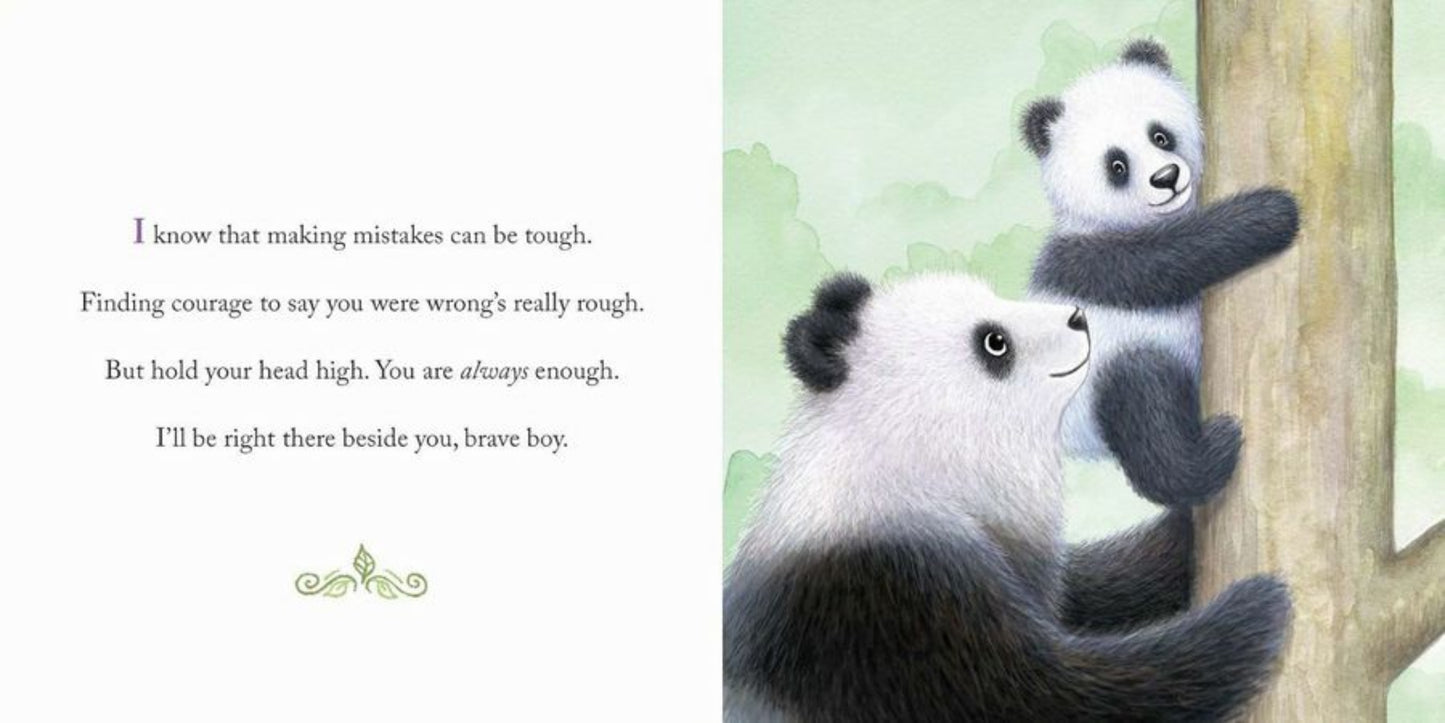 Why a Son Needs a Mom Hard Cover Book. Inside book shows mom and son pandas. Little Gift Nook.