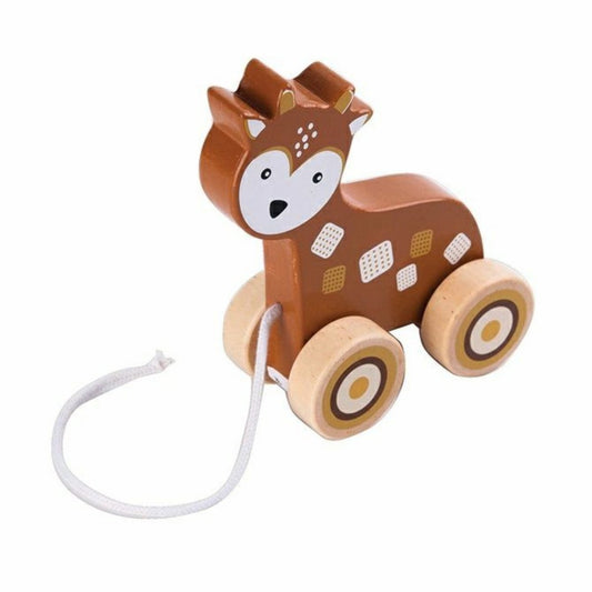 Wooden Deer Pull Toy. Little brown deer.  - Little Gift Nook