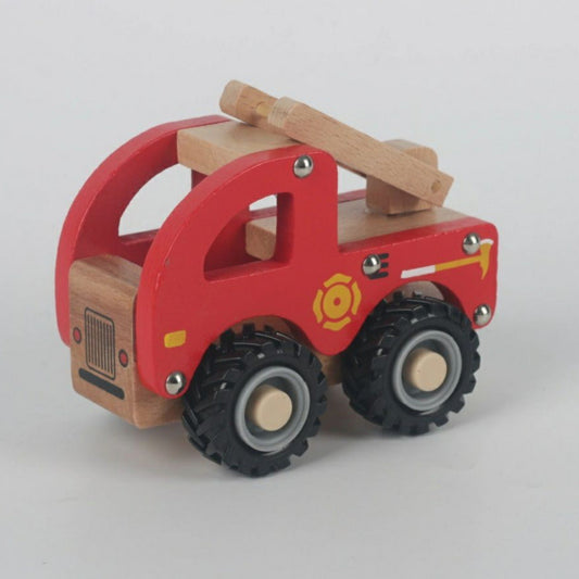 Wooden Fire Truck Toy Push Vehicle. Red wooden fire truck toy. - Little Gift Nook
