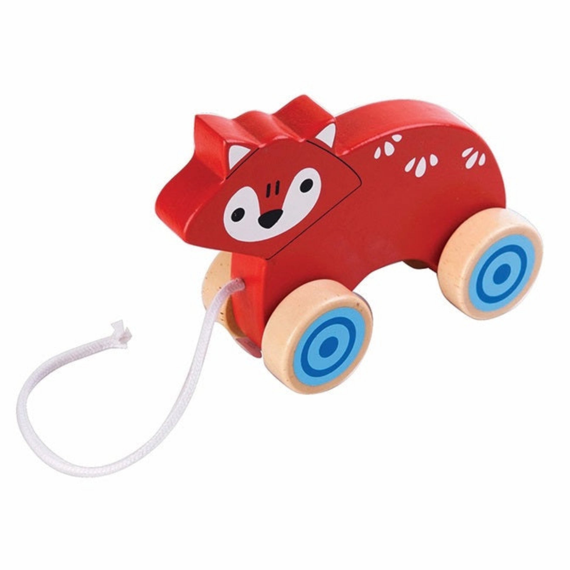Wooden Fox Pull Toy 12m+. Orange fox with pull string. - Little Gift Nook