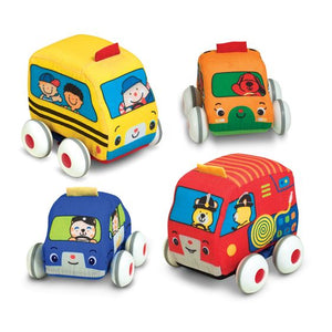 Melissa & Doug Pull Back Town Vehicles ~ removable bottoms for washing!