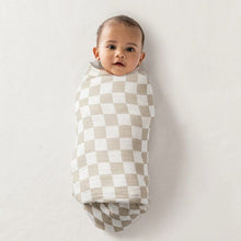 Load image into Gallery viewer, Muslin Swaddle Blanket Tan White